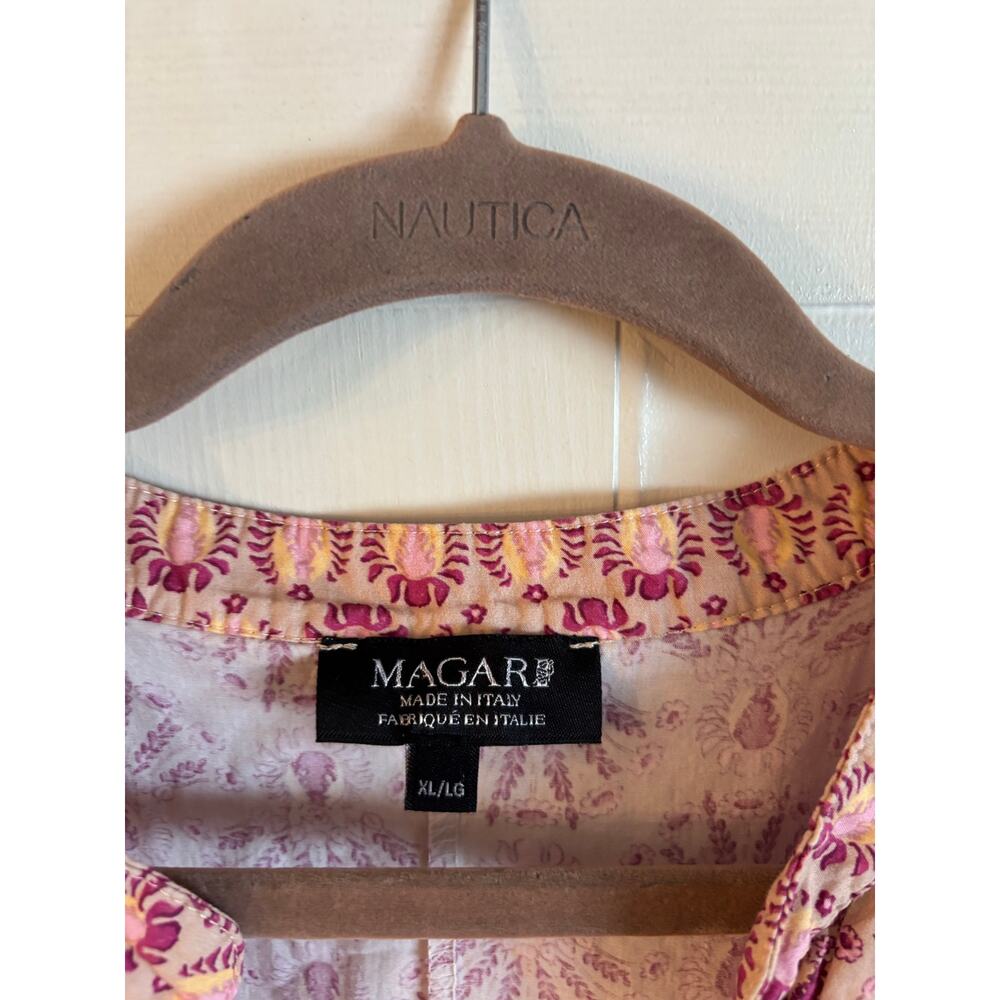 Magari Made In Italy 100% Cotton Maxi Dress Floral Print A Line Short Sleeve XL - Picture 5 of 6